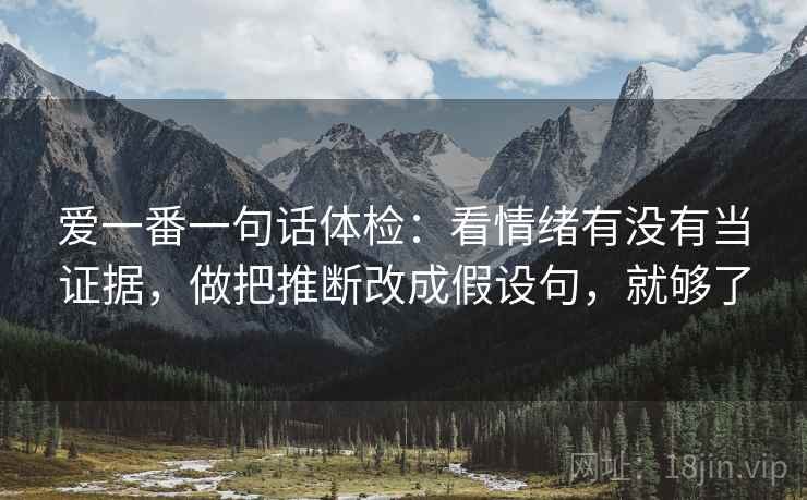 爱一番一句话体检：看情绪有没有当证据，做把推断改成假设句，就够了  第2张